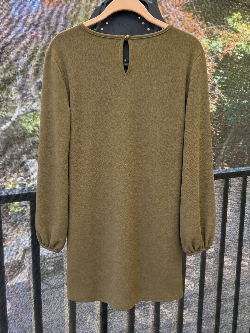 Olive Green Long Sleeve Tie-Back Dress - Picture 2 of 2